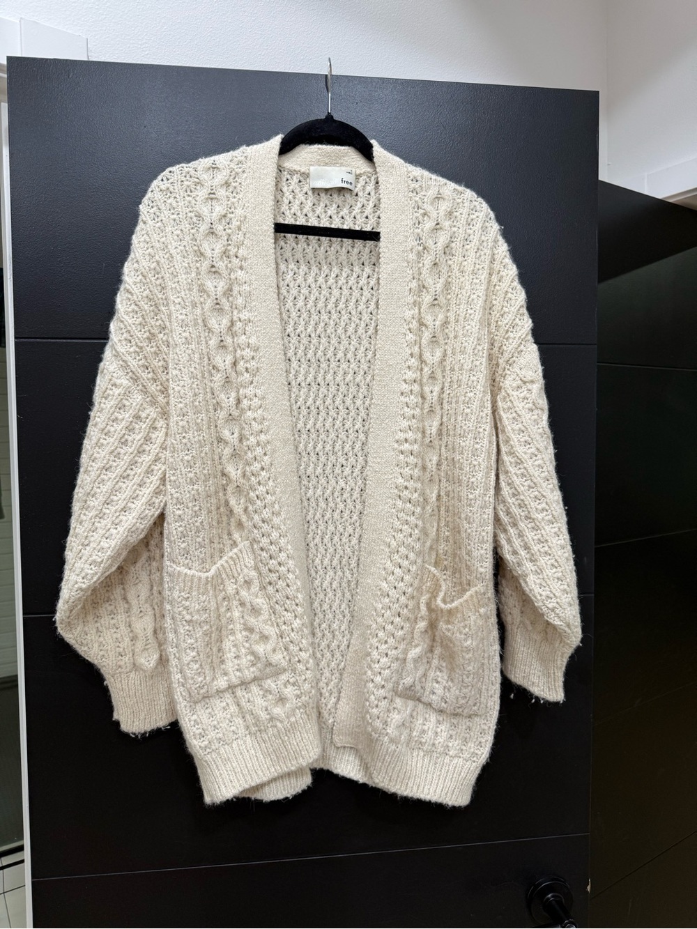 Wilfred Cream Chunky Cable Knit Open Cardigan